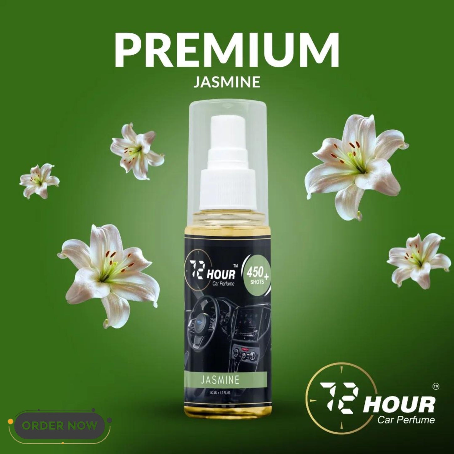 72Hour™ JASMINE Car Perfume 50ml Limited Offer (Multipurpose)