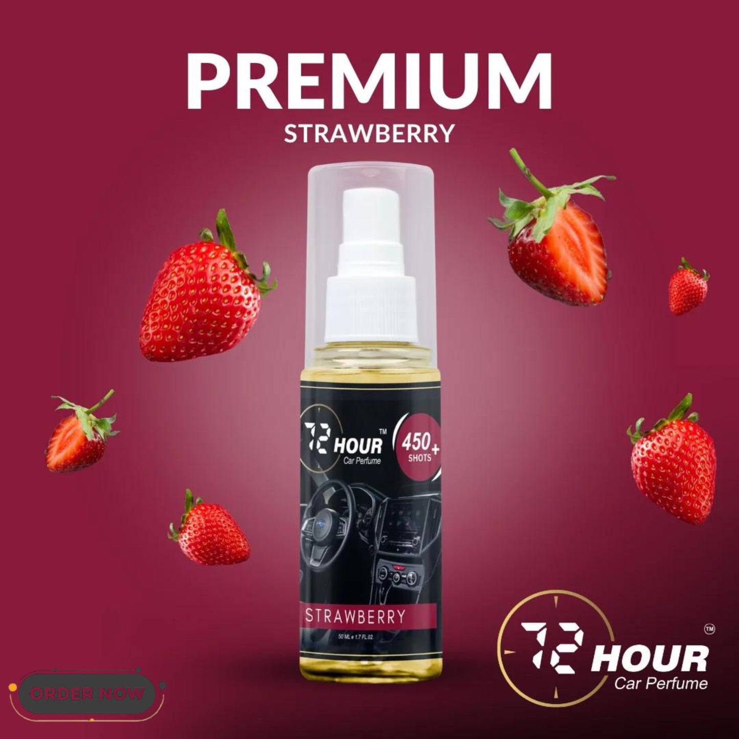 72Hour™ STRAWBERRY Car Perfume 50ml Limited Offer (Multipurpose)